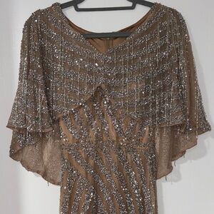 Primavera Couture Bronze Sequin Asymmetrical Dress